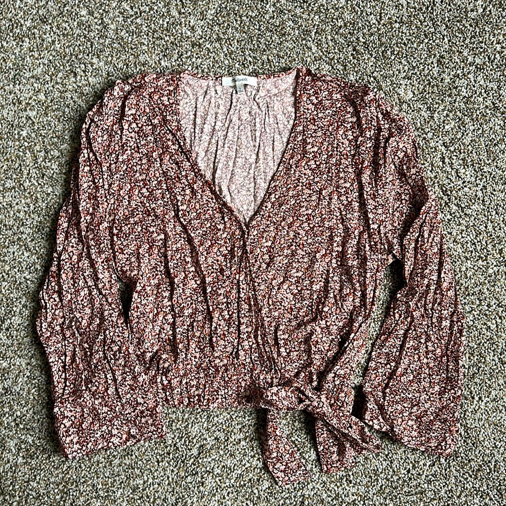 Madewell Floral Wrap Blouse with Button Closures